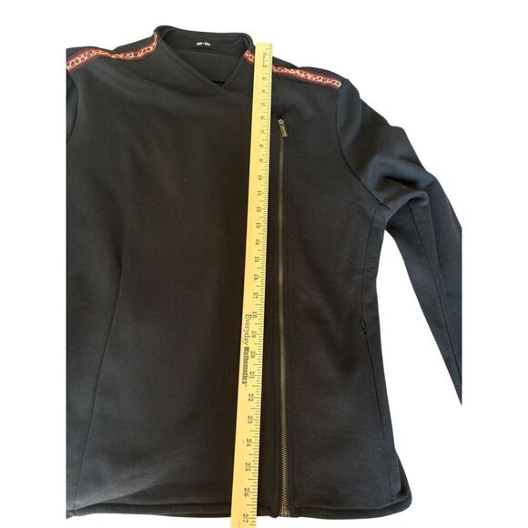 Saint & Sofia Cotton Biker Jacket size 18 Black Leopard Trim Full Zip - Picture 7 of 13